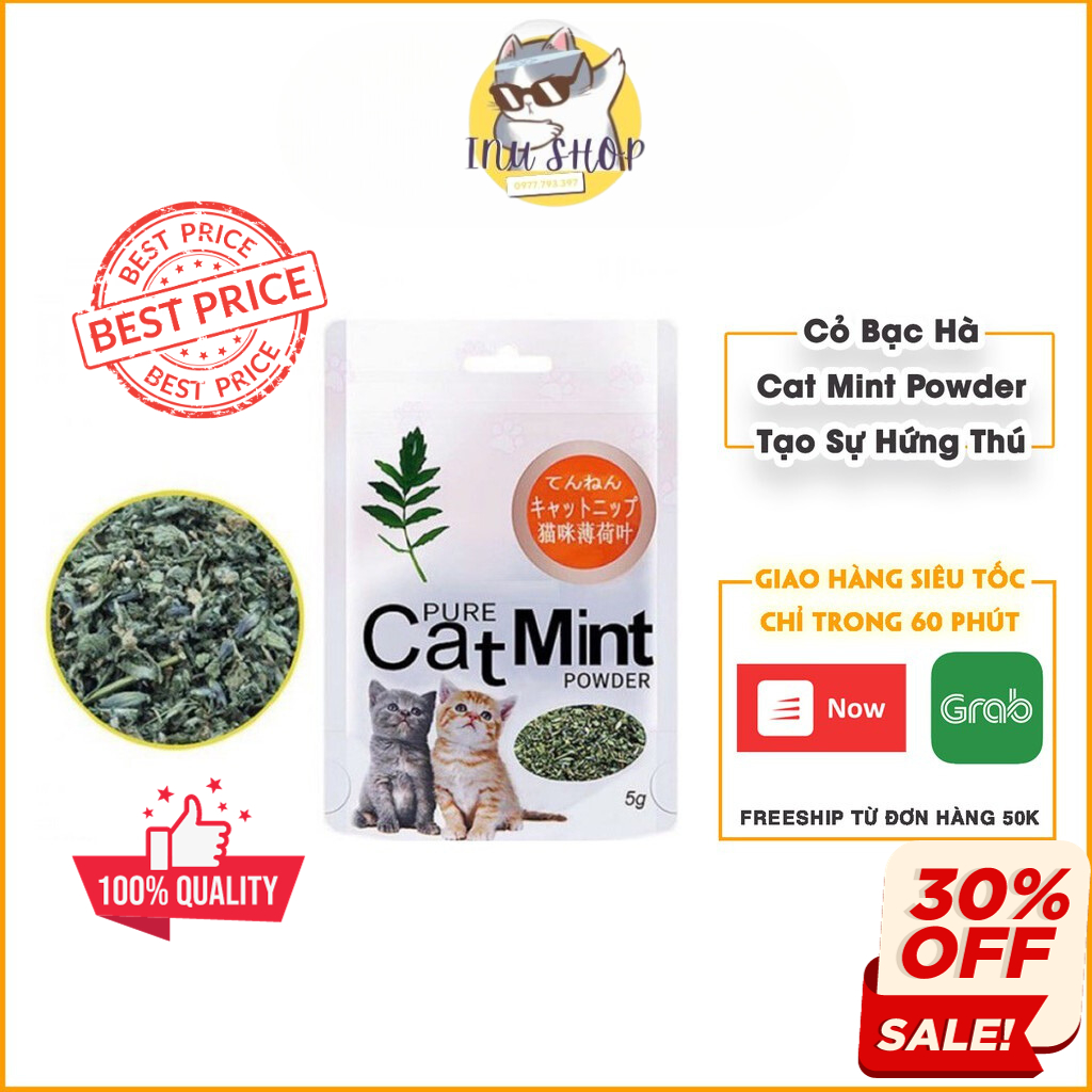 Cỏ bạc hà cho mèo CATMINT 5g. Cỏ Catnip giúp mèo thư giãn, sảng khoái hơn