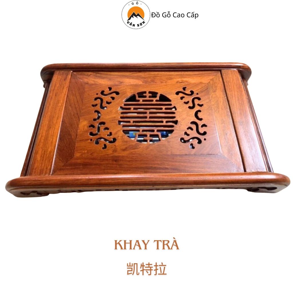 Khay trà cuốn thư gỗ hương đá - vs502