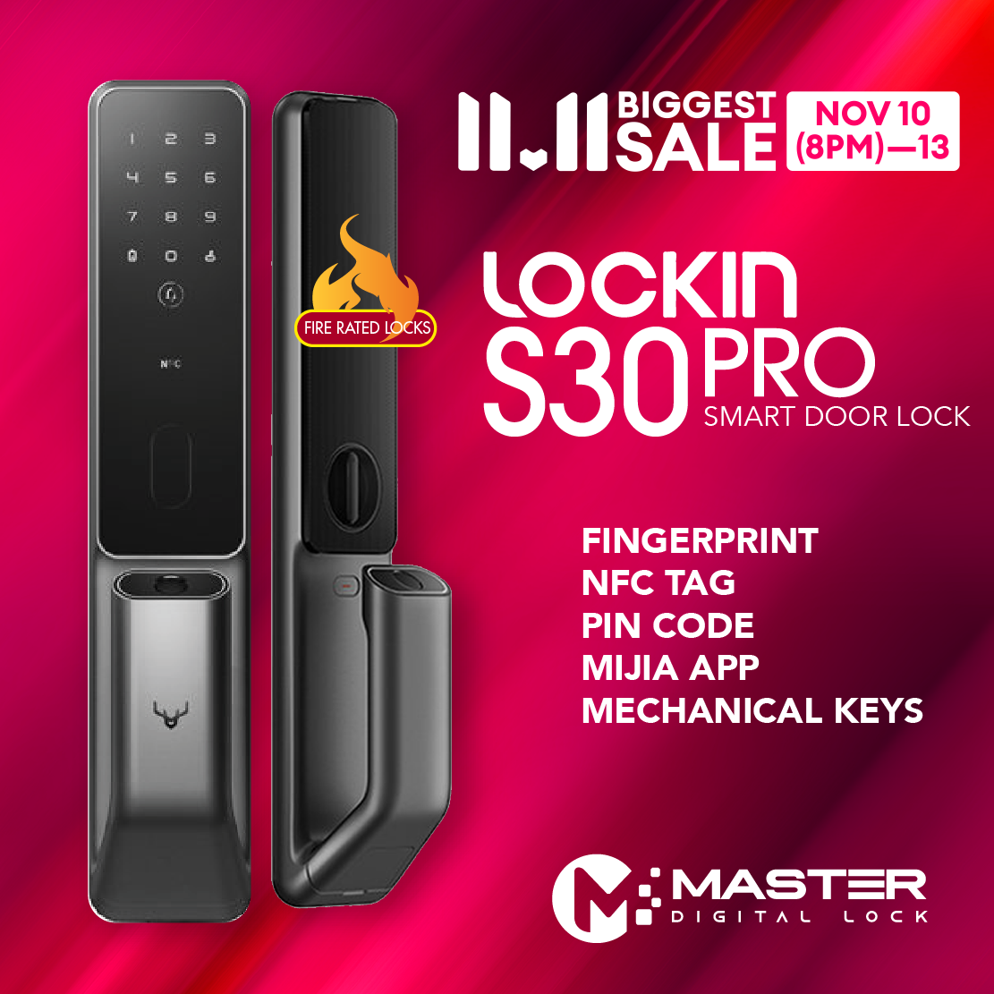 Duty free goods (Ready Stocks) LOCKIN S30 PRO / SV40 Smart Digital Door lock with install