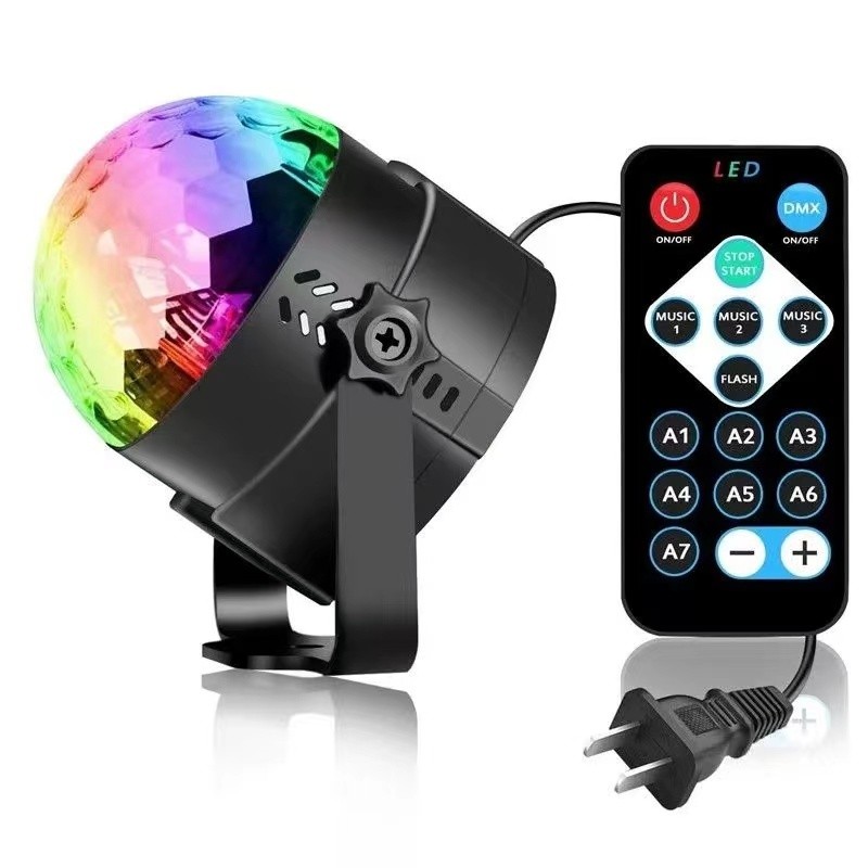 ไฟดิสโก้ปาร์ตี้ดีเจ - เอฟเฟกต์ RGB ที่เปิดใช้งานด้วยเสียงพร้อมรีโมทไร้สายสําหรับวันเกิดงานแต่งงานและเหตุการณ์ซุมบา