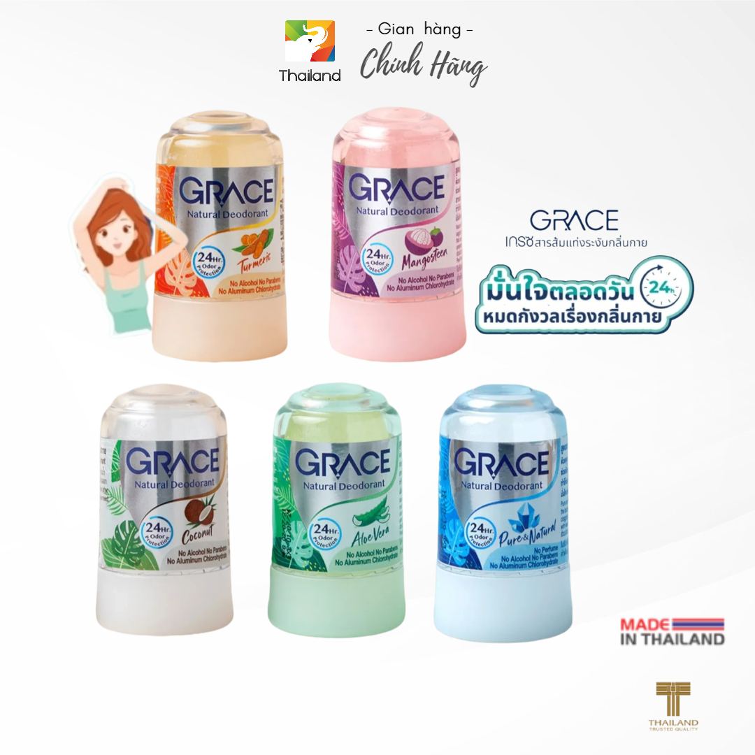  Lăn khử mùi đá khoáng Grace Natural Deodorant 70gr Thái Lan 