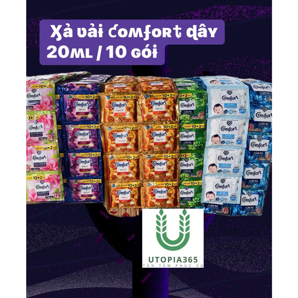 Nước xả vải dây Comfort 20ml / dây 10 gói đa dạng hương nước hoa thiên nhiên và dành cho em bé