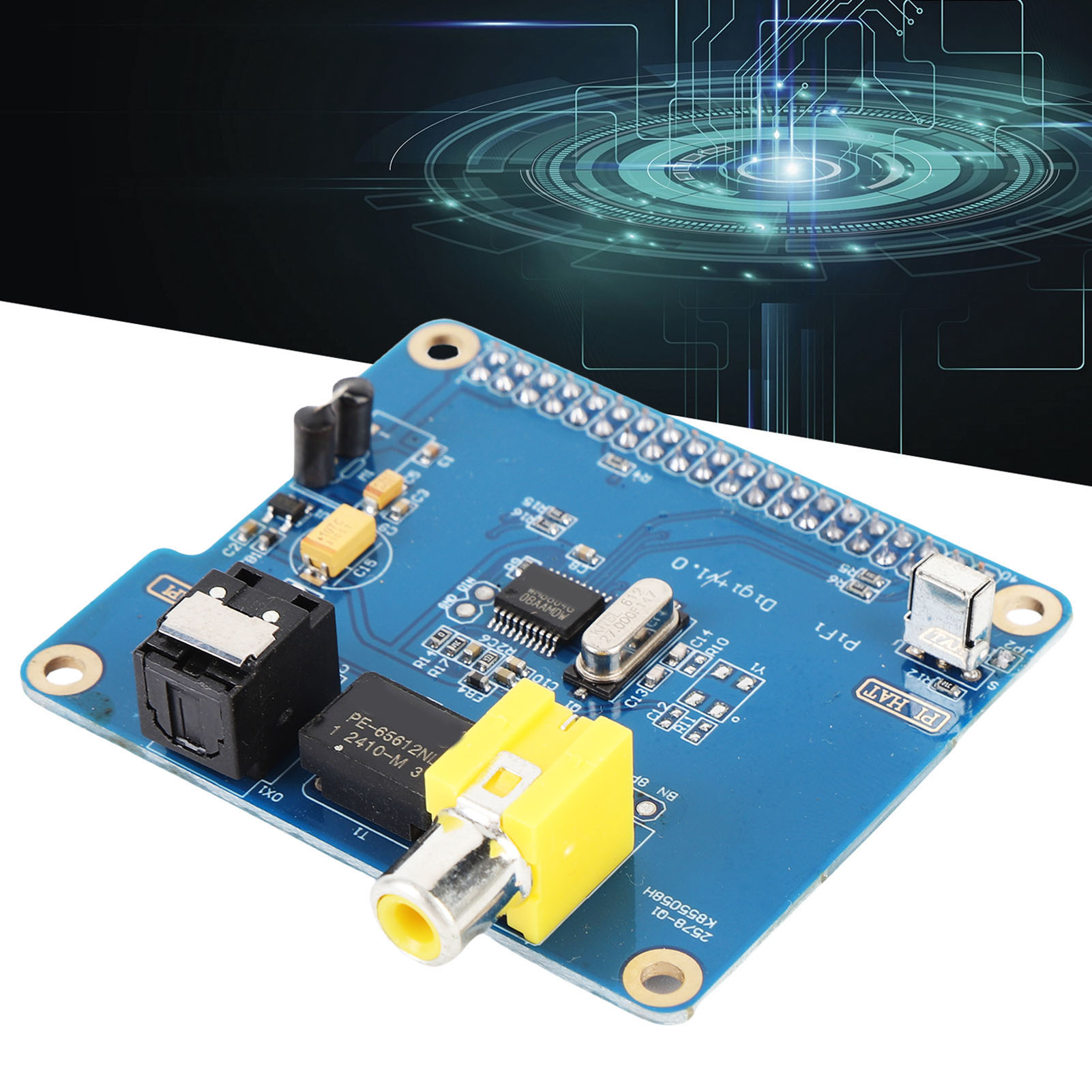 Mô-đun âm thanh Wisoqu Mô-đun thẻ âm thanh HiFi Thích hợp cho bảng mở rộng thẻ âm thanh RasPi 2 A + B + I2S SPDIF AV với cáp quang và đồng trục cho máy tính