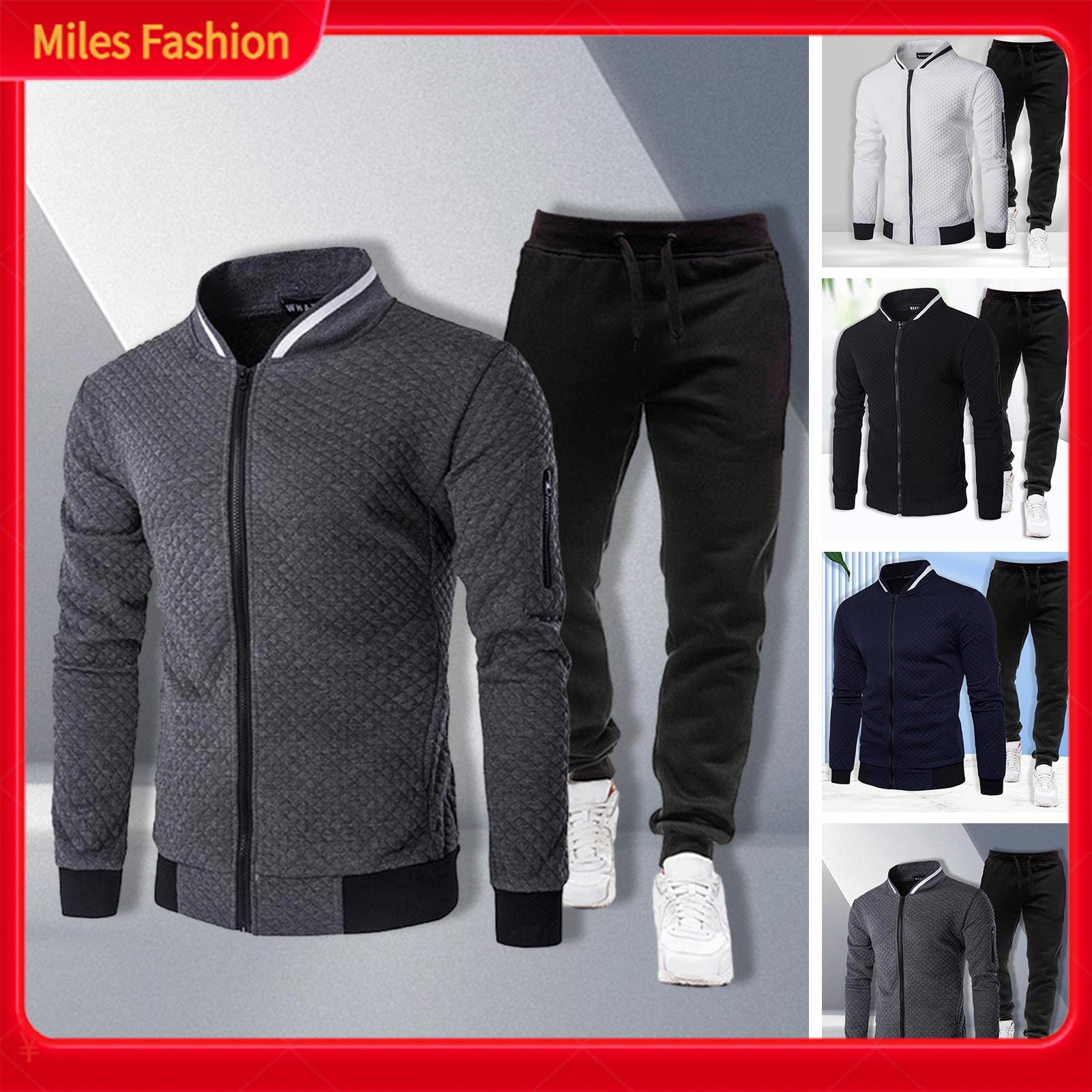 Two-piece Jogging Suit for Men Men Tracksuit Set Men's Sports Tracksuit Set for Outdoor Activities Zipper Jacket Jogger Pants Combo for Running Cycling and Baseball Autumn/winter Collection