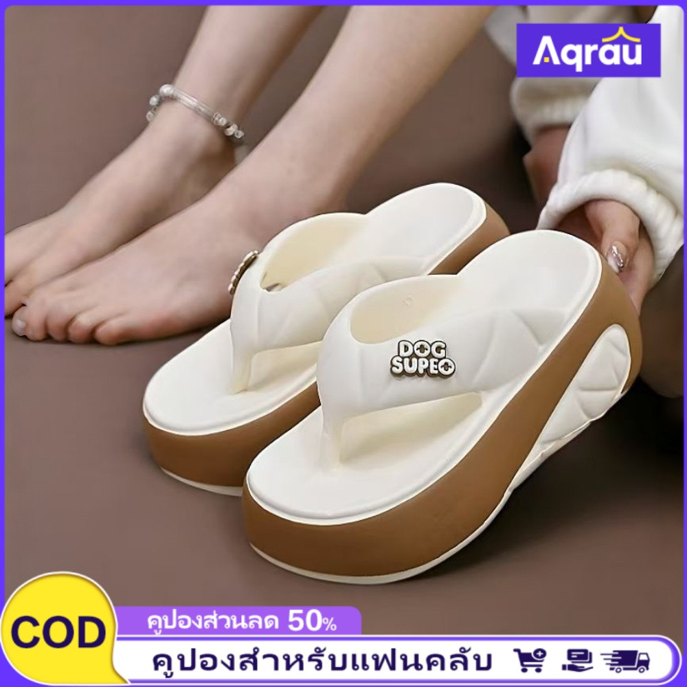 Aqrau 【50%OFF】Korean Fashion Herringbone Slippers for Women Thick Soled Casual Sandals Lightweight Beach Sandals ราคา 94 บาท*ส่งฟรี