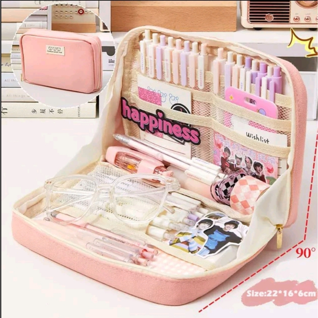 TEMPAT PENSIL KOREA MULTI SEKAT UKURAN JUMBO