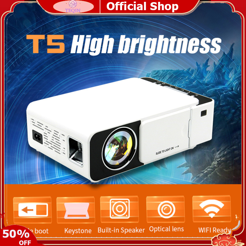 TEQIN【Fast Delivery】Mini Led Projector Wifi Wireless Mirror Phone Miracast 1080p Lcd Video Movie Party Projector T5 Smart Version ราคา 2,715 บาท*ส่งฟรี