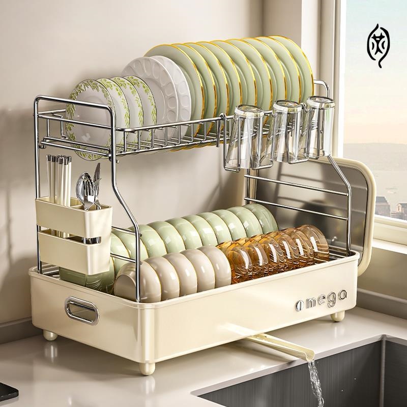 Dish Drying Rack Over Sink ，Large Capacity Dish Drainer Rack Adjustable Dish Basket Drainer with Telescopic Arms Sink Multifunctional Storage Rack ราคา 1,053 บาท*ส่งฟรี