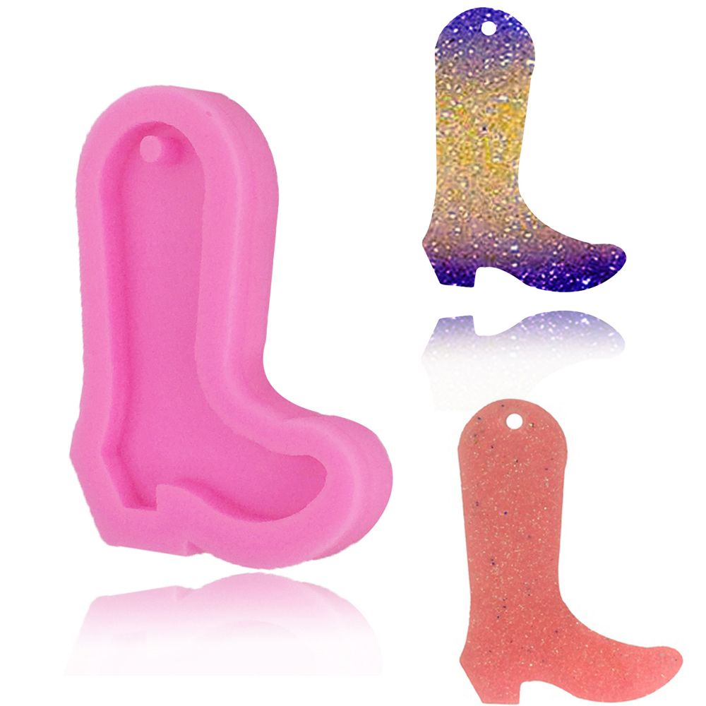 Spwsm43018 bốt cao bồi trang trí bánh Keychain nhựa Epoxy khuôn đồ làm trang sức Khuôn đất sét Khuôn Silicone