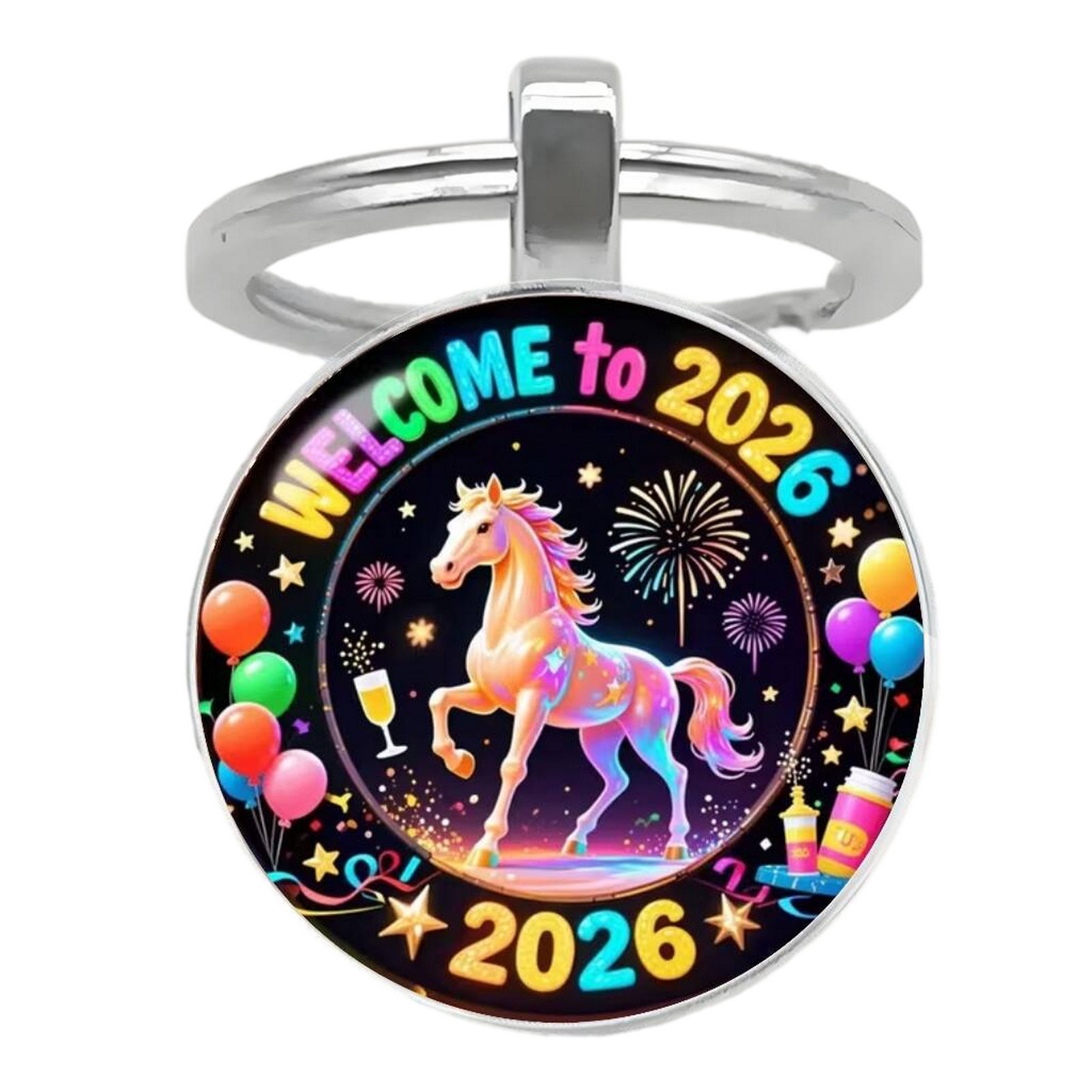 Personalized Zodiac Keychain Chinese New Year Keychain 2026 Year of Keychain with Bells – Lucky Zodiac Metal Pendant Compact Holiday Decoration Good Luck Charm - 9