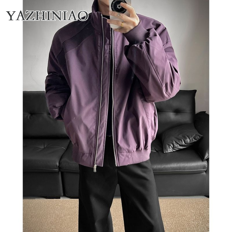 Phong cách Mỹ Áo khoác cổ đứng cho nam giới, cotton được làm dày độn lỏng áo giản dị, áo khoác ngoài mùa đông thời trang cho Unisex