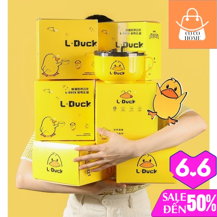 Ca Nấu Mì Chống Nóng Bát ăn Cháo Có Nắp Lòng Inox Vịt Vàng Hàng Cao Cấp