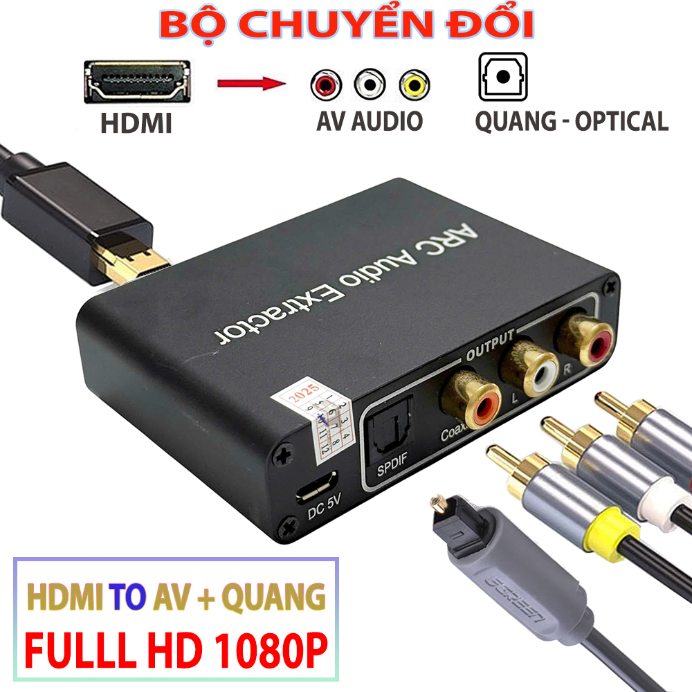 Bộ Chuyển Đổi Âm Thanh Từ HDMI ra AV và Optical quang học cho tv đời mới [CHÍNH HÃNG] Bảo Hành 1 Năm kèm dây sạc