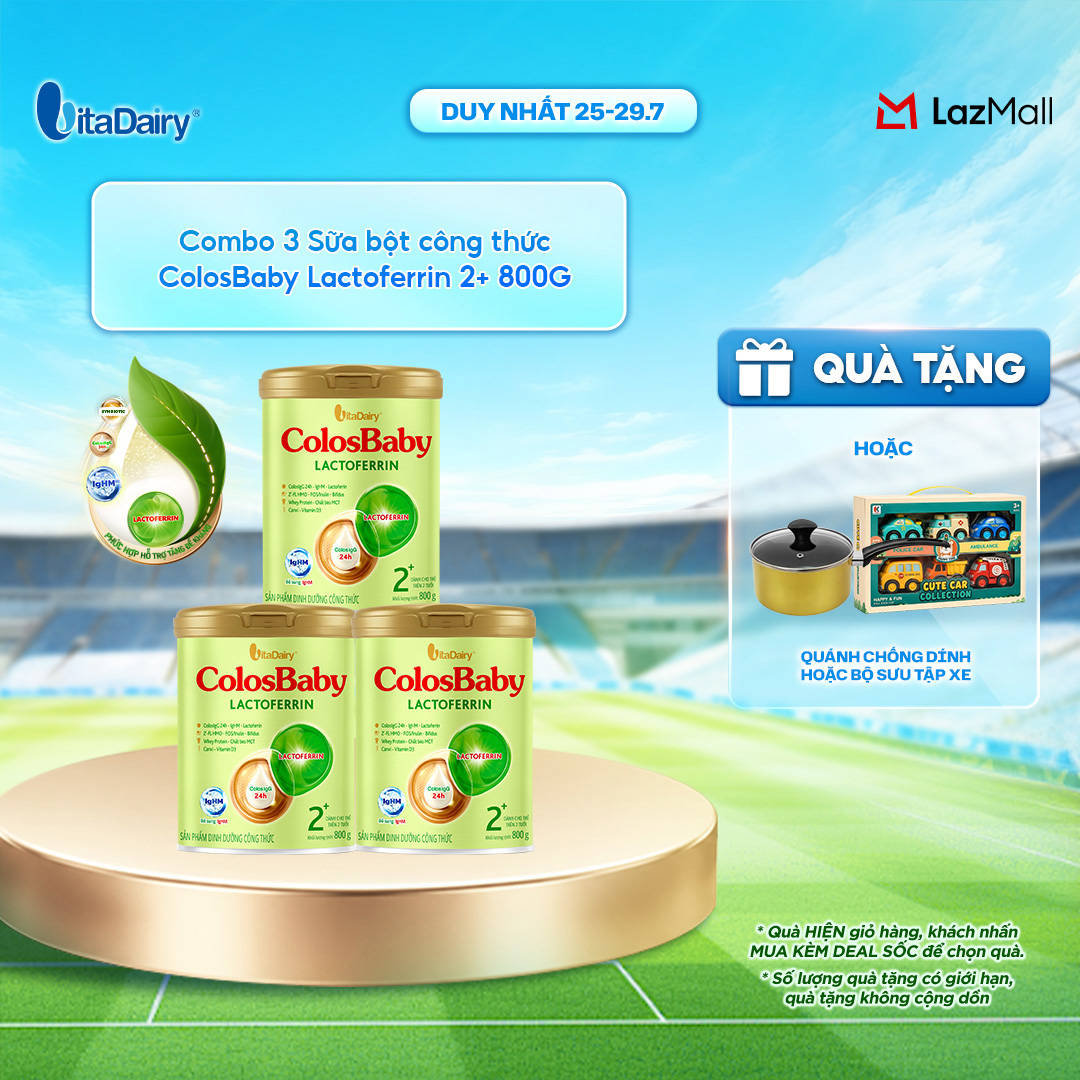 [COMBO 3 LON] Sữa bột ColosBaby Lactoferrin giúp trẻ tăng đề kháng cho bé trên 2 tuổi - Lon 800g