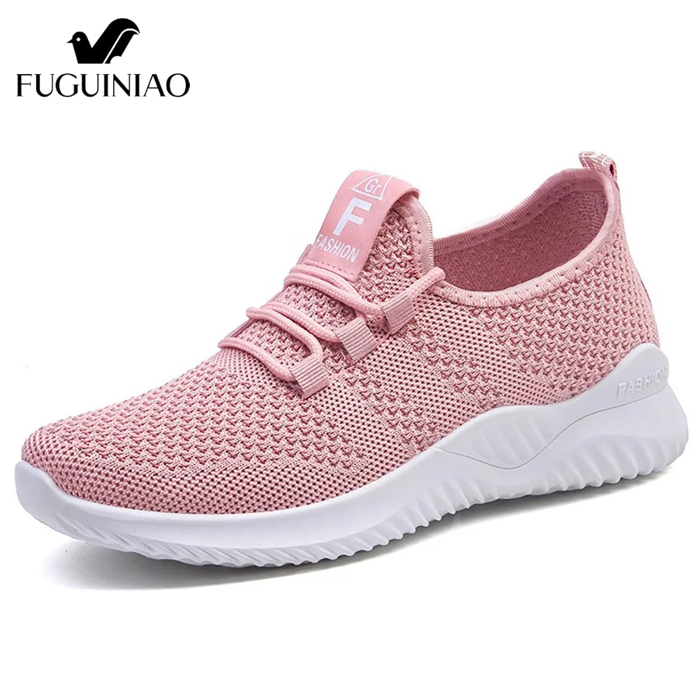 FUGUINIAO Shoes for Women New Casual Fashion Running Shoes Flying Woven Breathable Women's Shoes Soft Sole Trend Sneakers Women ราคา 399 บาท*ส่งฟรี