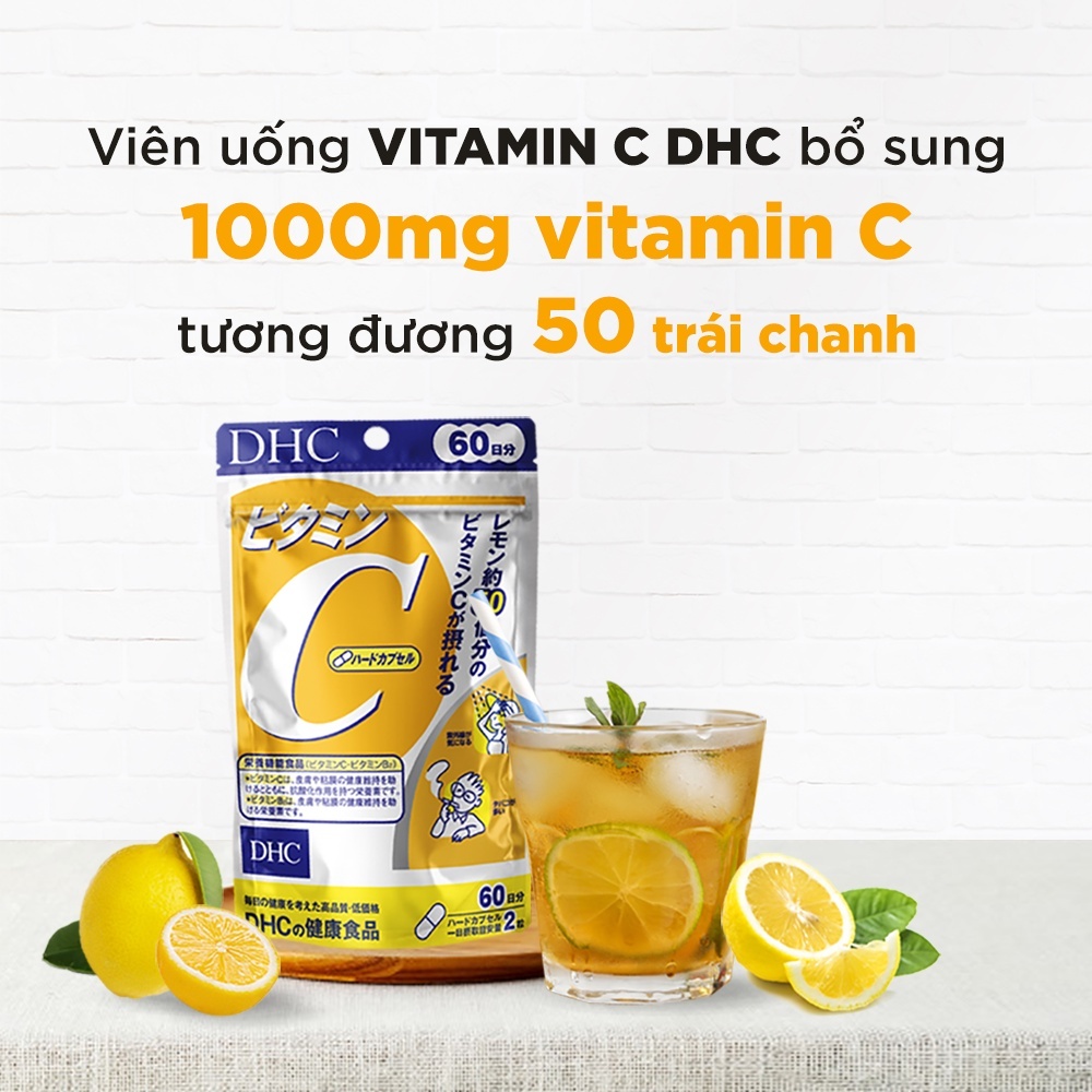  Viên uống Vitamin C DHC Nhật Bản gói 120 viên 60 ngày hỗ trợ sáng da mờ thâm mụn tăng cường sức đề kháng - Hà Nội 