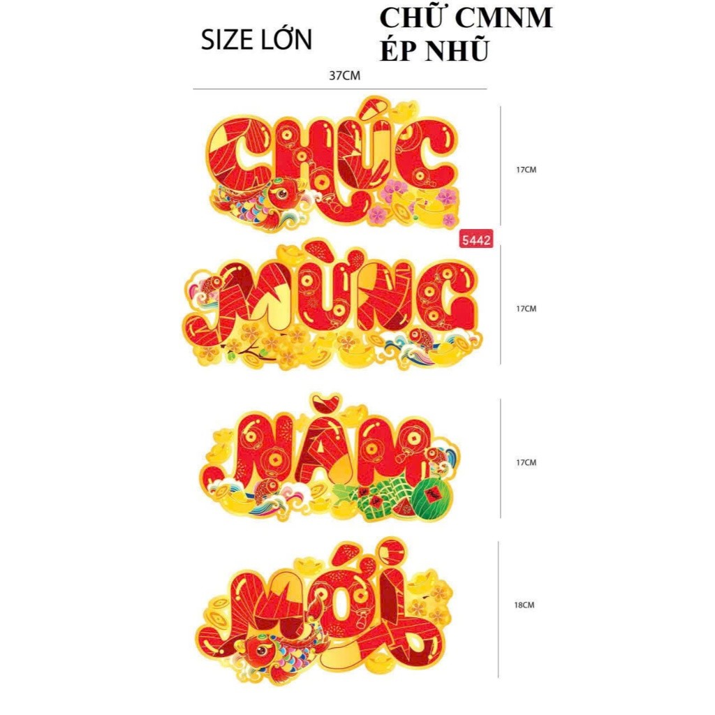 Dceal TẾT trang trí tết chữ chúc mừng năm mới-an khang thịnh vượng kích thước cao 15cm