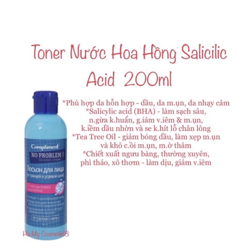 Toner Nước Hoa Hồng Bha -Niacinamide - ZinC-Teatree Compliment Dưỡng Ẩm Kiềm Dầu 200ml