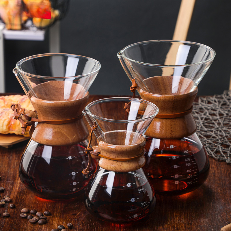 Máy pha cà phê cổ điển 400ml600ml800ml1000ml Máy pha cà phê thủy tinh Máy pha cà phê Máy pha cà phê