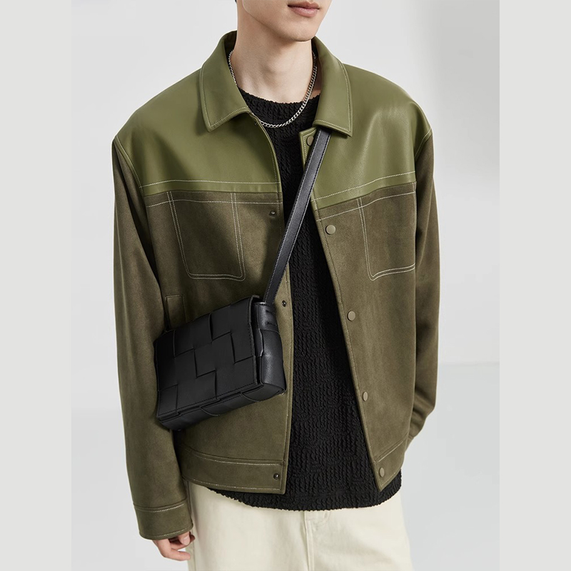 SUPEEON丨Áo khoác nam-áo khoác thiết kế ghép mảnh da lộn cao cấp phong cách Hàn Quốc mới Áo áo khoác Jacket rộng