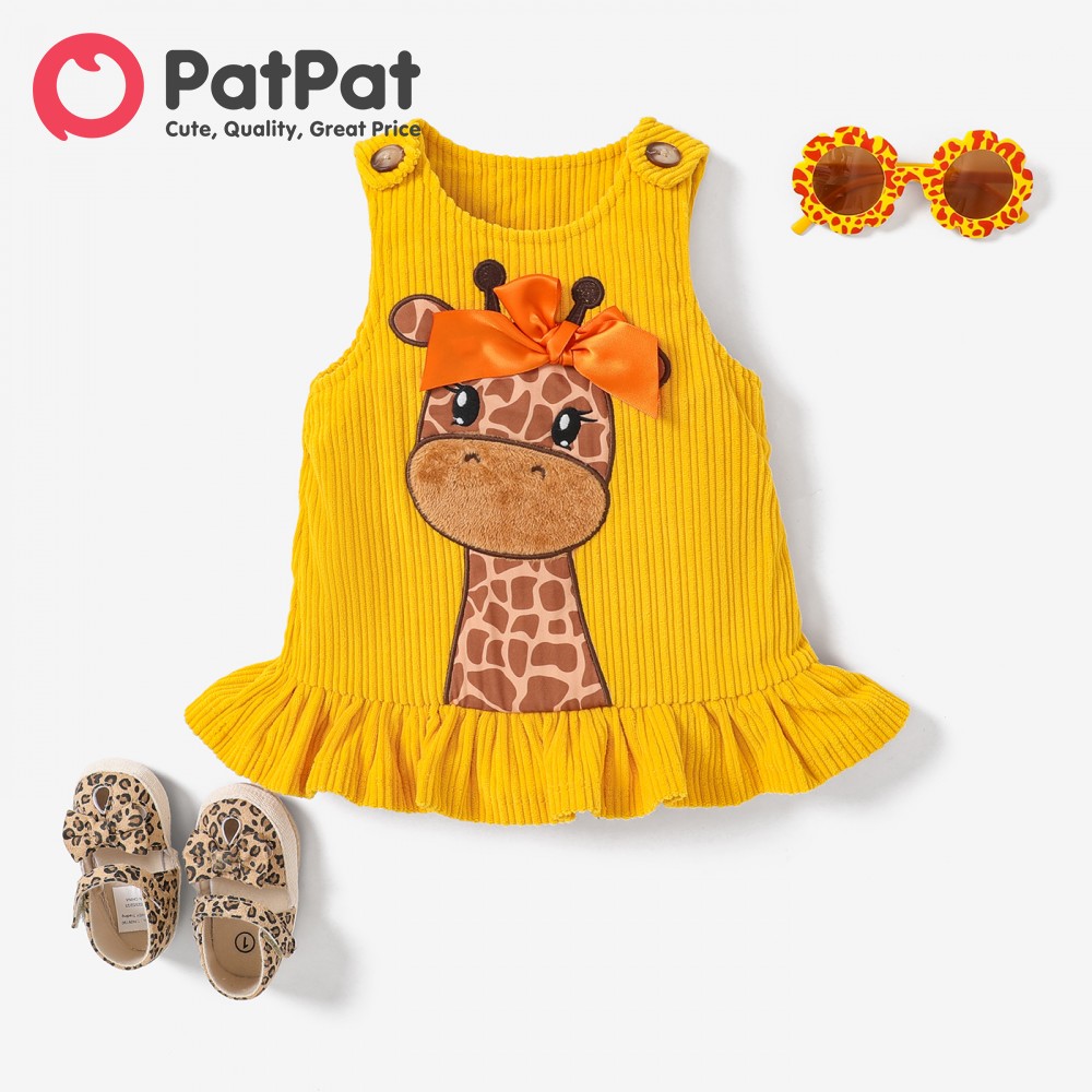 PatPat Baby Girls Childlike Giraffe Animal print 3D design Dress