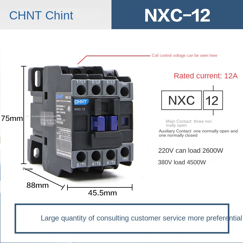 Contactor 24V - NXC-12 12A | Tùy chọn NXC 09/NXC-12/NXC-16/NXC-18/NXC-22/NXC-25/NXC-32 CHINT 220V/380V Thay Thế CJX2 – Điều Khiển Động Cơ Hiệu Quả