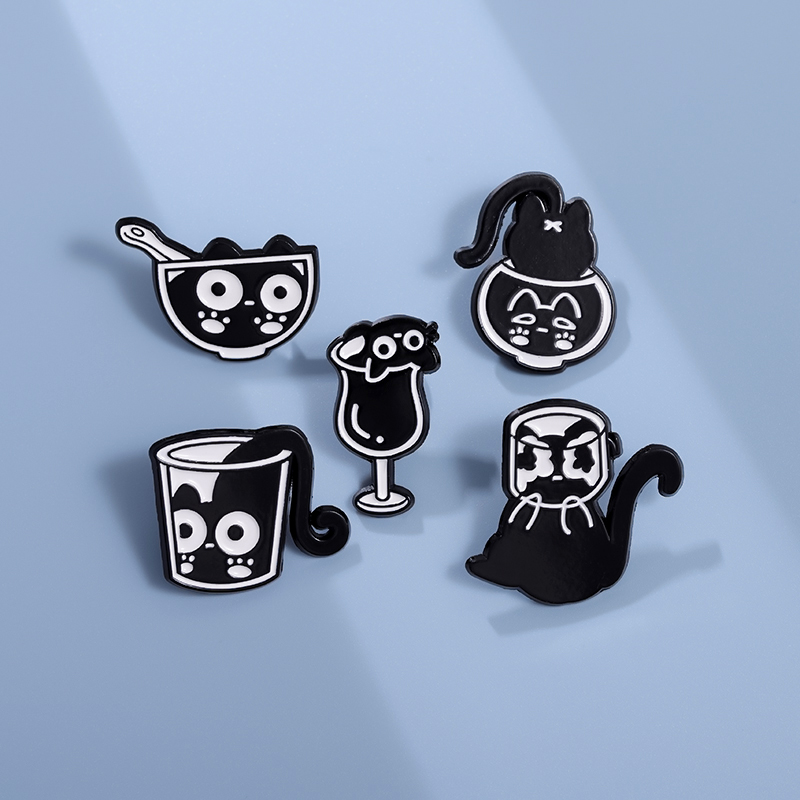 Mèo Đen MEN pins trâm cài vui cup Trâm hình mèo ve áo phù hiệu