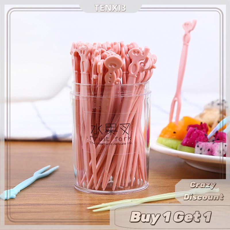 TENXI3 50pcs น่ารักมินิสัตว์การ์ตูนอาหารหยิบขนมเด็กขนมเค้กอาหารผลไม้ส้อมอาหารกลางวัน Bento Accessories PARTY Decor ราคา 17 บาท*ส่งฟรี