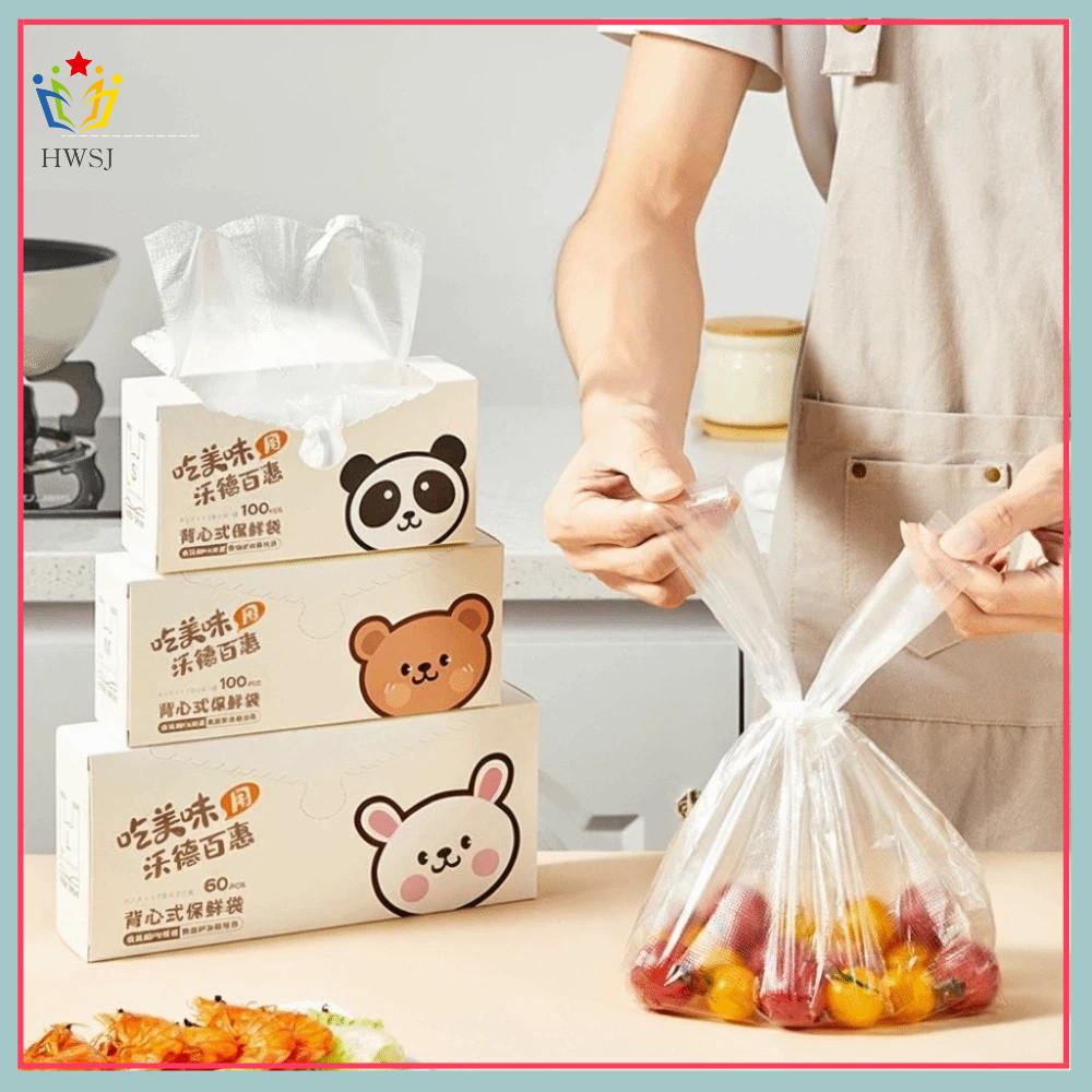 HWSJ Dùng một lần Túi lưu trữ cấp thực phẩm Loại áo vest 3 kích cỡ tùy chọn Túi bảo quản tủ lạnh Công suất lớn Túi lưu trữ dùng một lần Sử dụng tủ lạnh
