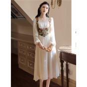 Romantic Retro Splice Oil Painting Dress by OEM