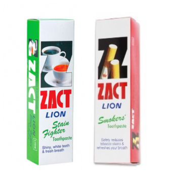 KEM ĐÁNH RĂNG ZACT LION THÁI LAN 160G DÀNH CHO NGƯỜI HÚT THUỐC, UỐNG TRÀ, CÀ PHÊ