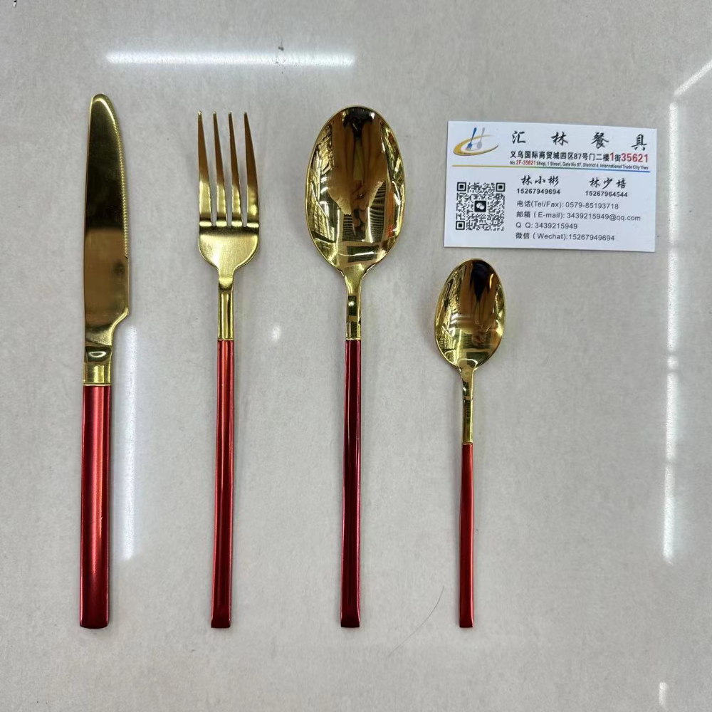 HOT lkhgs - Foreign Trade Hot Selling Stainless Steel Tableware Titanium Plated Knight Western Food Steak Meal , Fork and Spoon Tea Spoon 6PC Bags