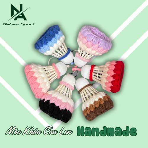Móc Khoá Cầu Lông Bằng Len Đan Móc Khóa Handmade Xinh Xắn Đáng Yêu Treo Túi Balo Natiso Sport