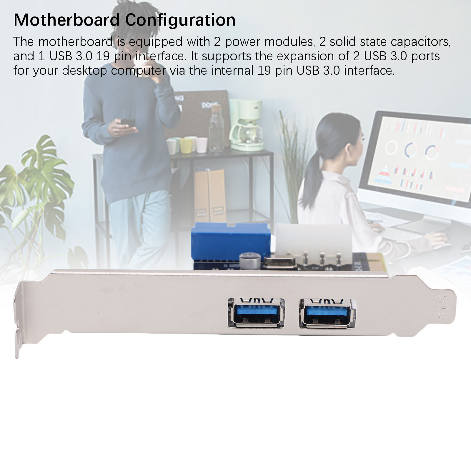 Garosa Thẻ mở rộng GOWENIC PCIE sang USB 3.0 5Gbps 2 cổng PCIe USB mở rộng 4 chân Đầu nối nguồn USB 3.0 cho máy tính để bàn