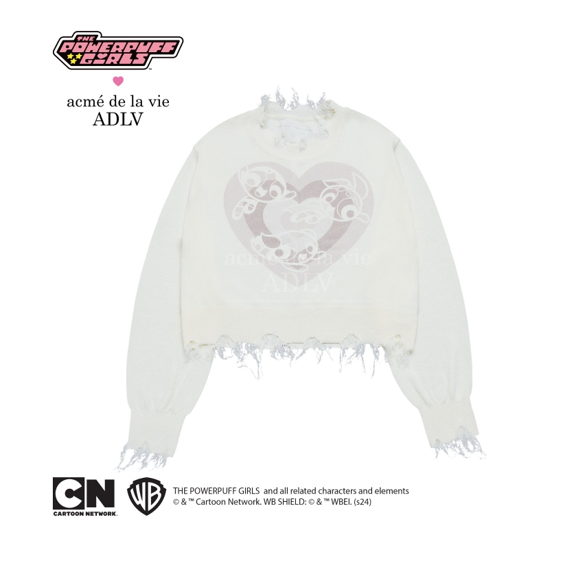 ADLV THE POWERPUFF GIRLS X ACMEDELAVIE ARTWORK DAMAGED KNIT WHITE ราคา 5,200 บาท*ส่งฟรี