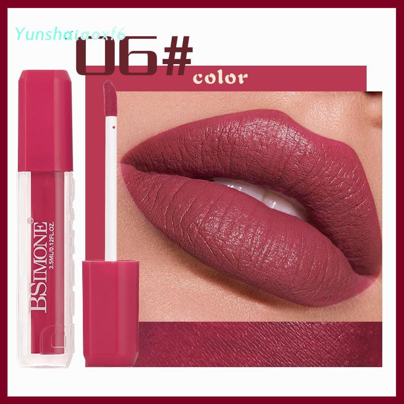 yunshataoxf Bsimone mờ Son bóng lỏng Son môi-vết bẩn môi với lâu dài không thấm nước, độ tuổi người lớn, tông màu đỏ dễ dàng để màu sắc - 2