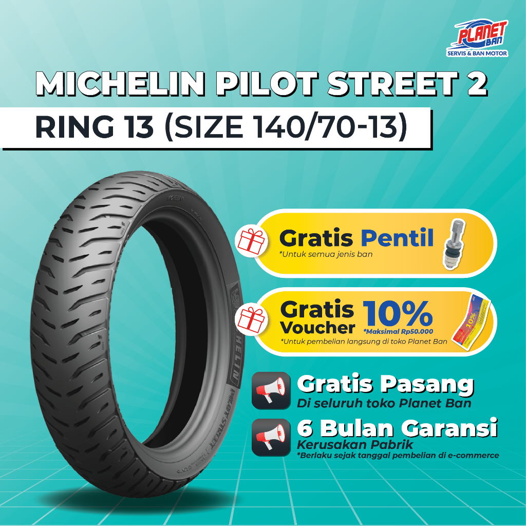 Motorcycle Tire Ring 13 - 140/70 Michelin Pilot Street 2 (Rear Motorcycle Tire Nmax, Pcx 160, Adv 150, Adv 160) Harga 699,000 rupiah*Gratis Ongkir
