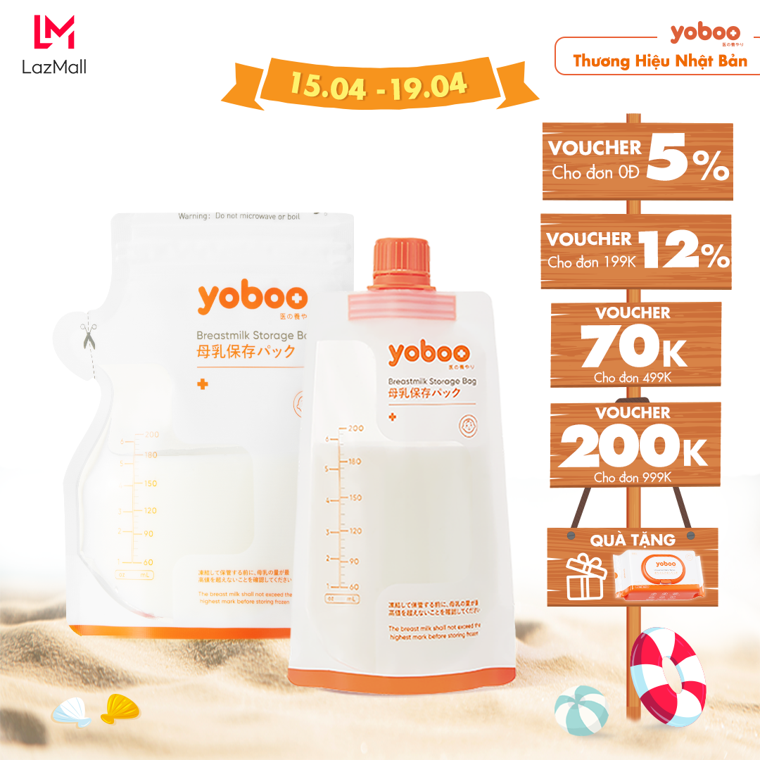Thương Hiệu Nhật Combo 90 30 túi trữ sữa mẹ nút vặn vòi rót yoboo 200ml