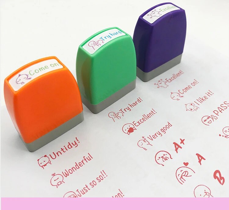 Teacher Stamps for Classroom Teacher Supplies Self-inking Grading Stamps Encouraging Comments for Parent School Support Custom