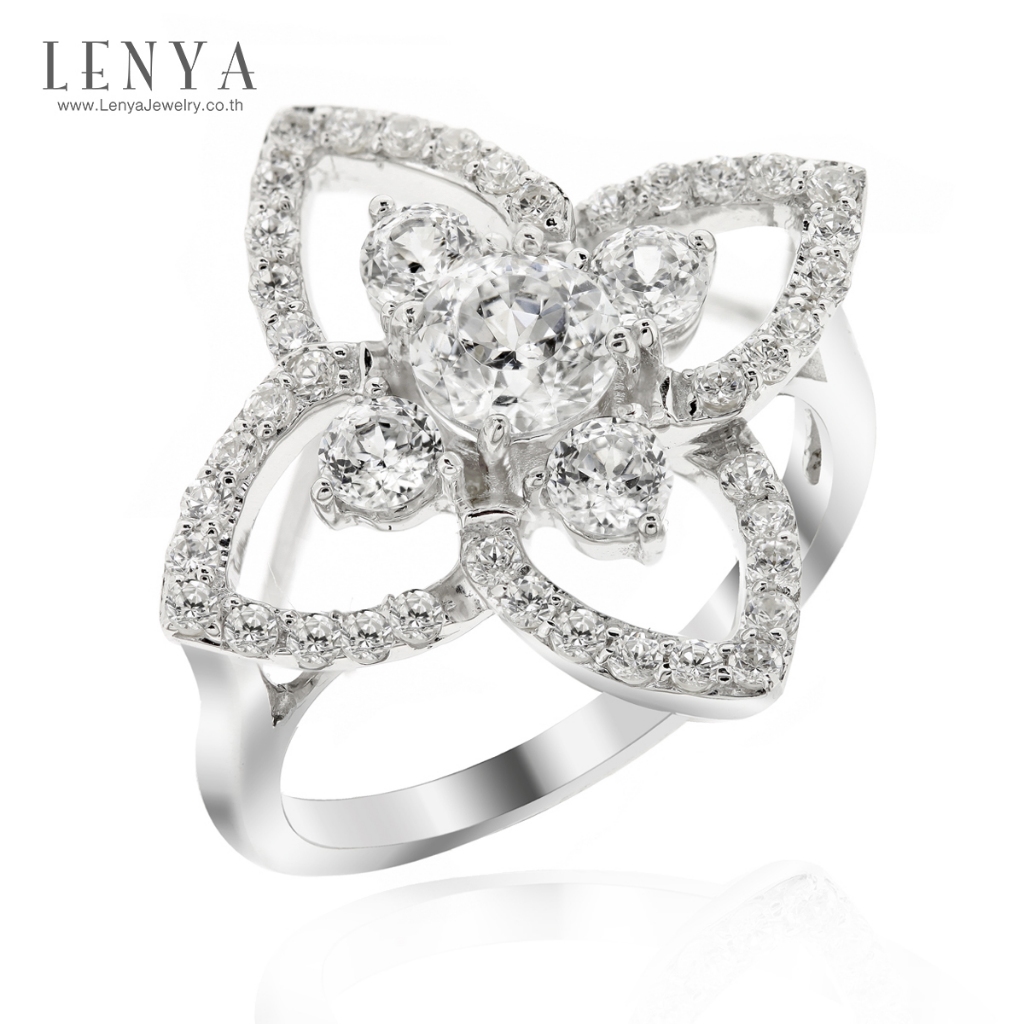 Lenya Cz Diamondlike Ring Enhances Personality and Confidence, Size 5 Mm, 925 Sterling Silver Body, White Gold Plated. ราคา 3,790 บาท*ส่งฟรี