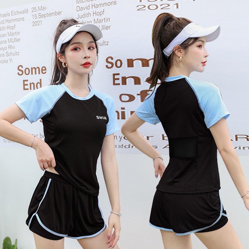 Bộ Đồ Bơi Ngắn Tay Bikini Đồ Bơi Nữ Có mút ngực quần vải 2 lớp không bị hở đâu Đồ bơi thể thao Cho Nữ