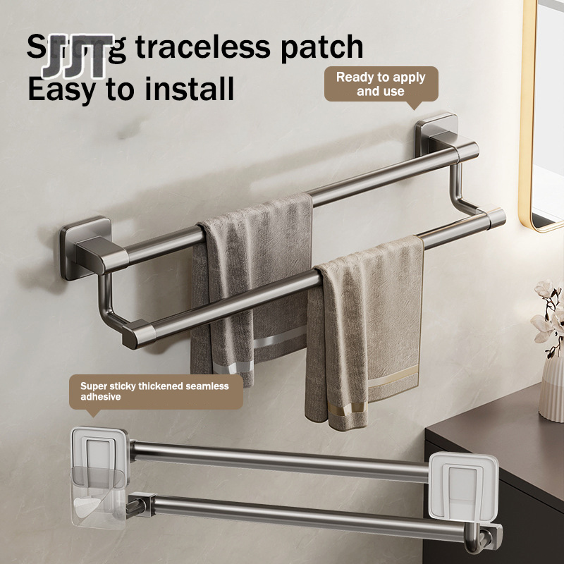 JJT Giá để khăn, giá lưu trữ treo tường không đục lỗ, giá để khăn Giá treo khăn phòng tắm, nhà vệ sinh hai cực, giá lưu trữ phòng tắm
