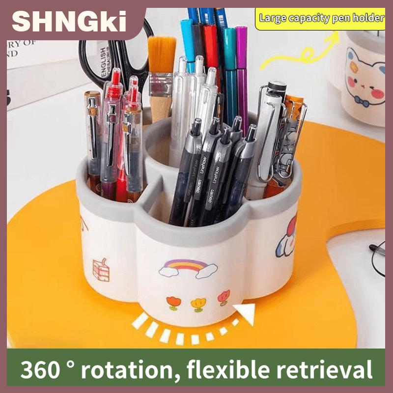 SHNGki Hộp đựng bút xoay 360 ° công suất lớn dễ thương hộp lưu trữ bút chì để bàn tổ chức văn phòng trường học văn phòng phẩm