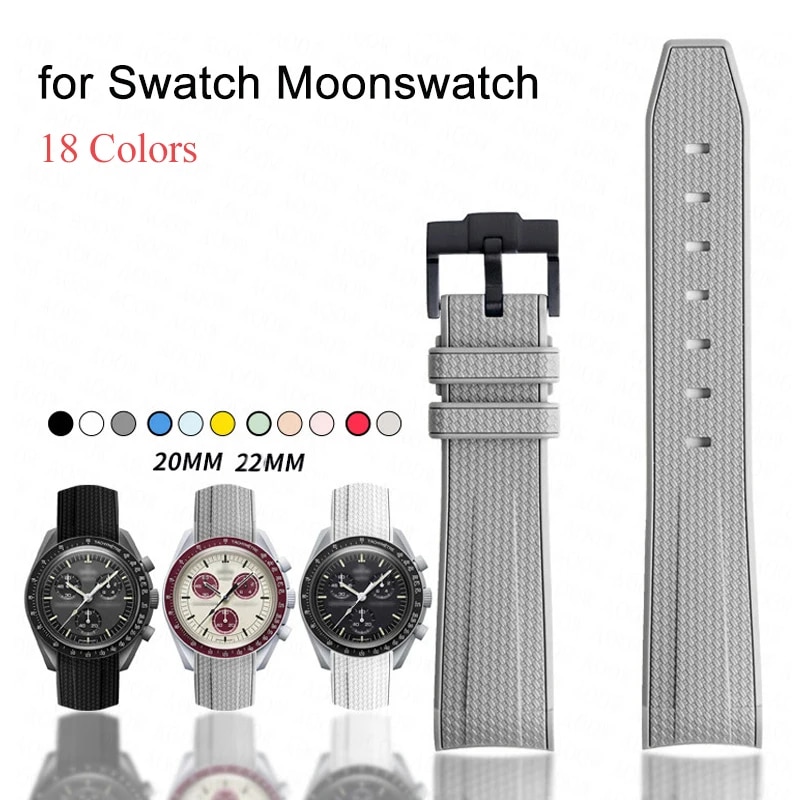 Dây đeo Silicon cho swatch x Omega moonswatch khóa thép không gỉ 20mm 22mm Nam Nữ mềm không thấm nước thay thế dây đồng hồ