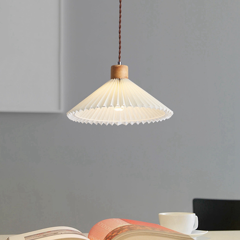 【 Hualuan】-2X Nordic Pleated Bedside Chandelier Household Bedroom Dining Room Table Pendant Lamp Modern Lighting Fixtures,31cm