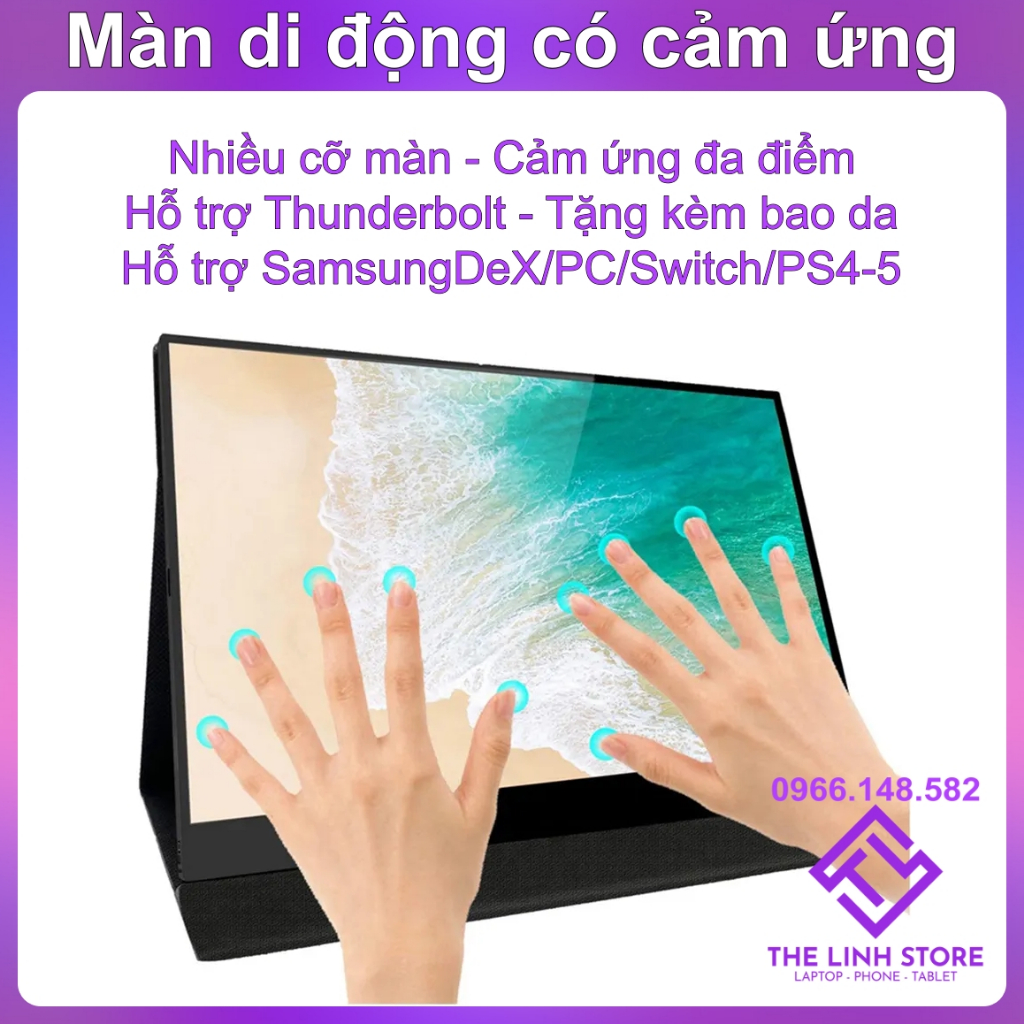 Màn hình di động có cảm ứng đa điểm Hỗ trợ Samsung DeX PC Switch Tặng kèm bao da