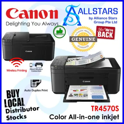 (ALLSTARS : We are Back / Printer Promo) Canon Black PIXMA TR4570S Compact Wireless Office All-In-One with Fax and automatic 2-sided printing (Warranty 1years on-site / 2nd year carry in to Canon SG)