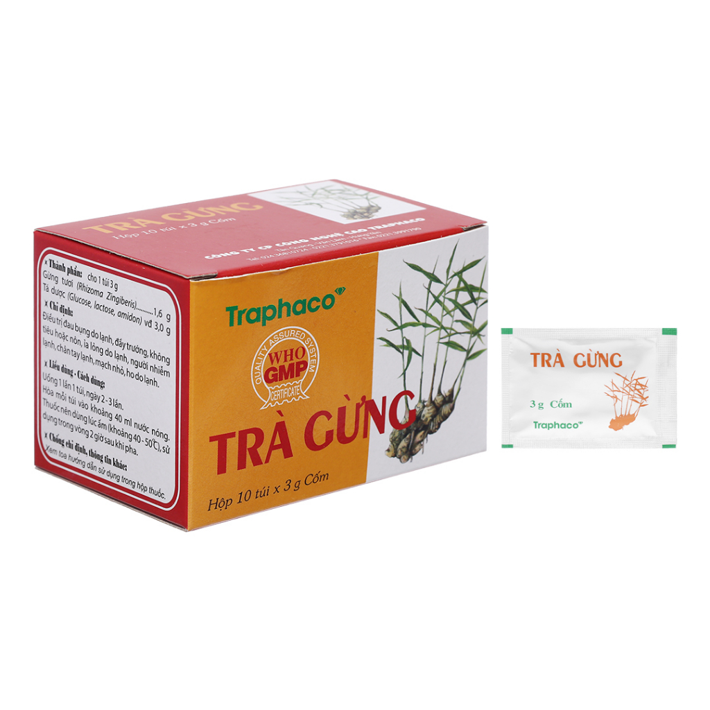 Trà gừng Traphaco hộp 10 gói cốm làm ấm cơ thể ,phòng cảm lạnh, hỗ trợ tiêu hóa
