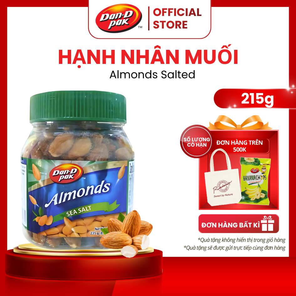 Hạnh Nhân Muối Nhập Khẩu Dan D Pak I Almonds Salted I 235g