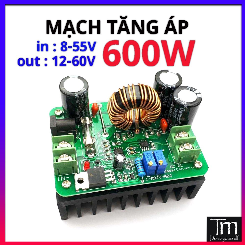 Mạch tăng áp dc - dc boost 600w 12-60v mạch xanh